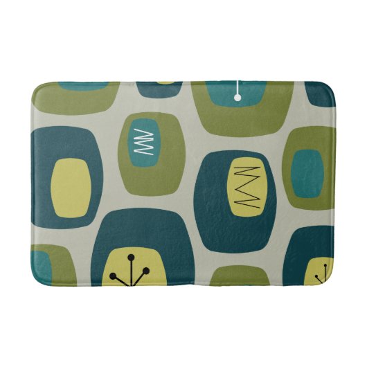 Mid Century Moderne Oblangen Olive Green Badmat (Voorkant)