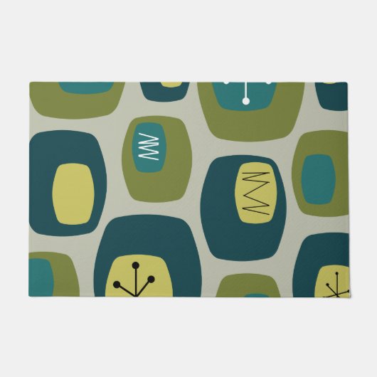 Mid Century Moderne Oblangen Olive Green Deurmat (Voorkant)