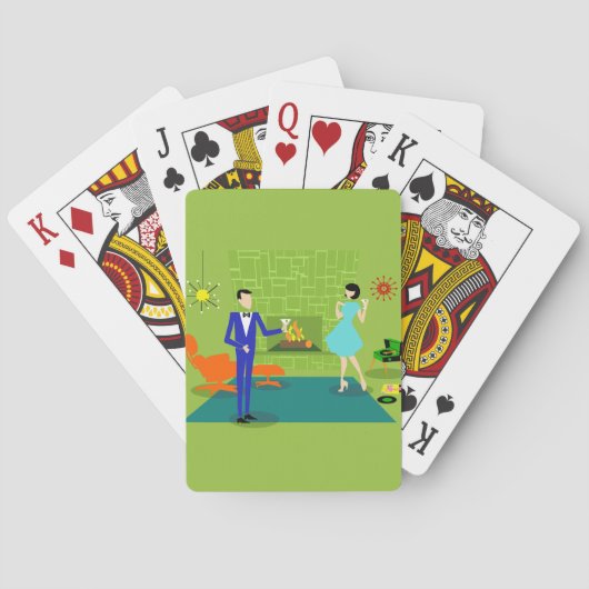 Mid Century Moderne paar-speelkaarten Pokerkaarten (Achterkant)