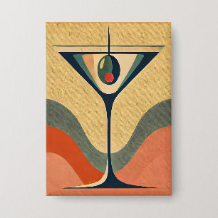 Mid Century Moderne "pimento olijf martini golf" Button