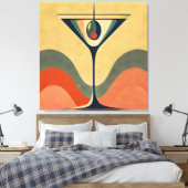 Mid Century Moderne "pimento olijf martini golf" Canvas Afdruk (Insitu (Slaapkamer))