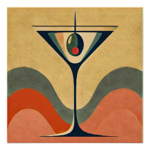 Mid Century Moderne "pimento olijf martini golf" Perfect Poster