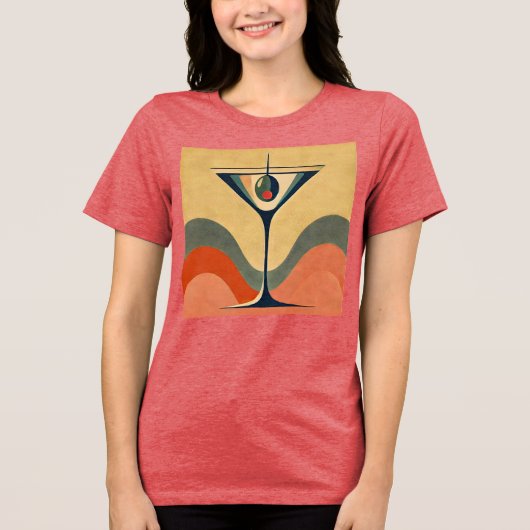 Mid Century Moderne "pimento olijf martini golf" Tri-Blend Shirt (Voorkant)