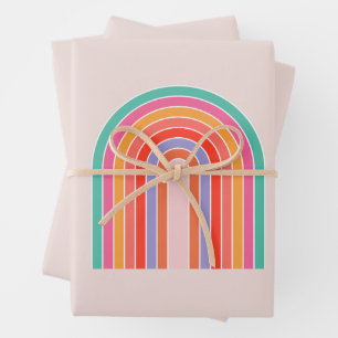 Mid Century Moderne Regenboog Inpakpapier Vel