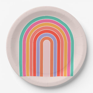 Mid Century Moderne Regenboog Papieren Bordje