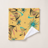 Mid Century Moderne, Rétro, Géométrique, Jaune (Gant de toilette)