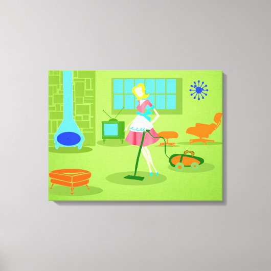 Mid Century Moderne Retro Huisvrouw Canvas Afdruk (Voorkant)