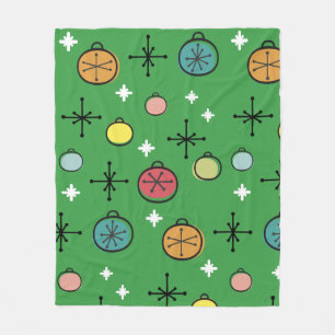 Mid Century Moderne Retro Kerstkunst Groen Fleece Deken