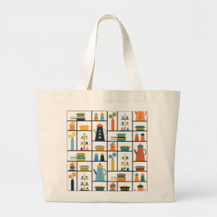 Mid Century Moderne Retro Stijlvolle Keukenplanken Grote Tote Bag