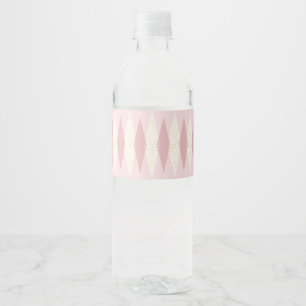 Mid Century Moderne Roze Argyle Waterfles Labels Etiket