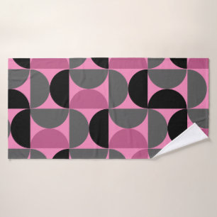 Mid-Century Moderne roze, zwart en grijs Badhanddoek