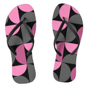 Mid-Century Moderne roze, zwarte en grijze schroef Teenslippers