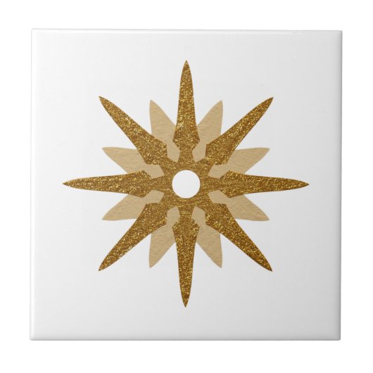 Mid-Century Moderne Single Gold Star Design-kerami Tegeltje (Voorkant)