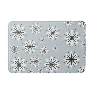 Mid Century Moderne Sneeuwvlokken Zilver Badmat