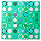 Mid-Century Moderne Stippen - schaduwen van aqua Tegeltje (Voorkant)