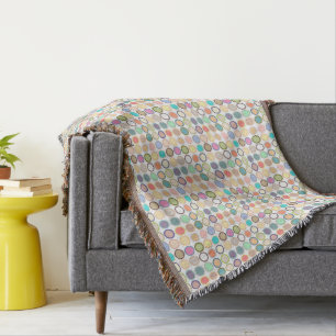 Mid-Century Moderne Stippen - wit met pastels Deken