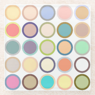 Mid-Century Moderne Stippen - wit met pastels Glazen Onderzetter