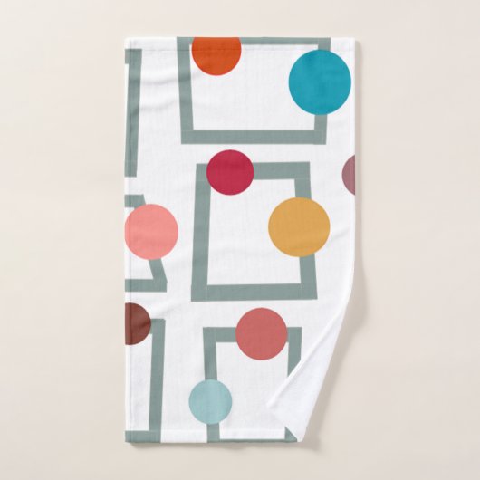 Mid-Century Moderne Trapezoïden en cirkels Bad Handdoek (Handdoek)