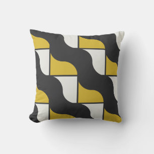Mid-Century Moderne turmeric en gunmetal grijs Kussen