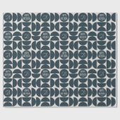 Mid-Century Moderne Verjaardag Retro 21e Blauw Zwa Cadeaupapier (Vlak)