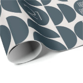 Mid-Century Moderne Verjaardag Retro 21e Blauw Zwa Cadeaupapier (Rol Hoek)