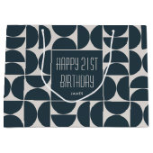 Mid-Century Moderne Verjaardag Retro 21e Blauw Zwa Groot Cadeauzakje (Voorkant)