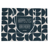 Mid-Century Moderne Verjaardag Retro 21e Blauw Zwa Groot Cadeauzakje (Achterkant)