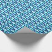 Mid-Century Moderne vis, blauw en aqua Cadeaupapier (Hoek)