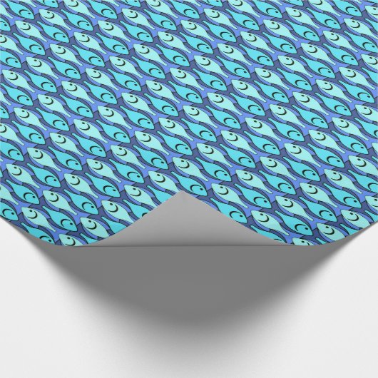 Mid-Century Moderne vis, blauw en aqua Cadeaupapier (Hoek)