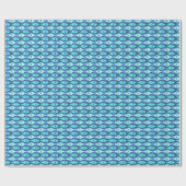 Mid-Century Moderne vis, blauw en aqua Cadeaupapier (Vlak)