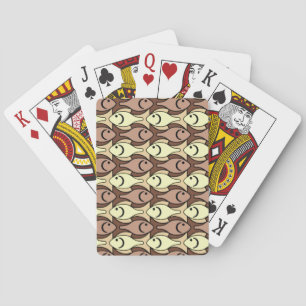 Mid-Century Moderne vis, bruin en geel Pokerkaarten