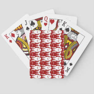 Mid-Century Moderne vis, donkerrood en wit Speelkaarten