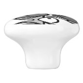 Mid-Century Moderne vis, grijs, wit en zwart Keramische Knop (Zijkant)