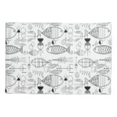 Mid-Century Moderne Vis Kunst Zwart & Wit Kussensloop (Achterkant)