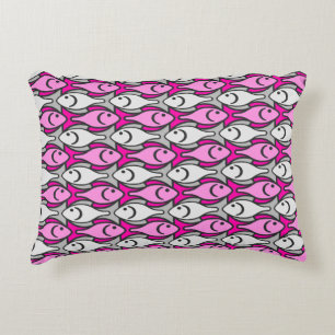 Mid-Century Moderne vis, roze en grijs Accent Kussen