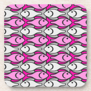 Mid-Century Moderne vis, roze en grijs Onderzetter