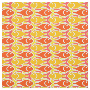 Mid-Century Moderne vis, tangerine oranje Stof