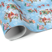 Mid-Century Moderne Vogelhuizen Kerstcadeau Wrap Cadeaupapier (Rol Hoek)