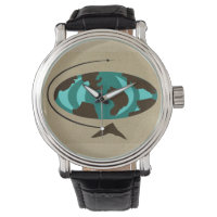 Mid Century Moderne Wereldbol Art Watch