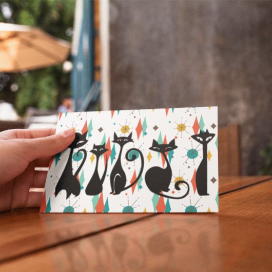 Mid-Century moderne zwarte katten Briefkaart