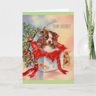 Mid Century Mooie Baby Boston Terrier Feestdagen Kaart