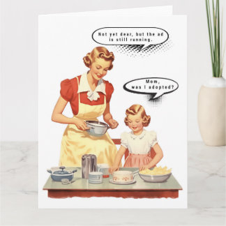 Mid-Century Mother and Daughter with Funny Caption Kaart