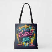 Mid Century Neon Sign Cocktail Hour Paar Draagtas (Voorkant)