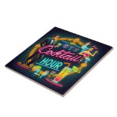 Mid Century Neon Sign Cocktail Hour Paar Tegeltje (Zijkant)