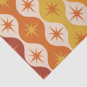 Mid Century Oranje Mod Stars op ogeenpatroon Tissuepapier (Detail)