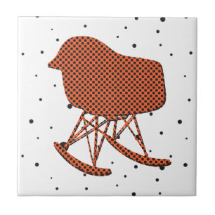 Mid-Century Oranje patroonstoel Silhouette Tegeltje
