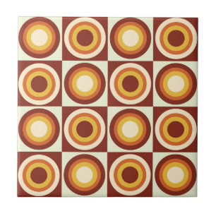 Mid Century Oranje Yellow Circles op pleinen Tegeltje