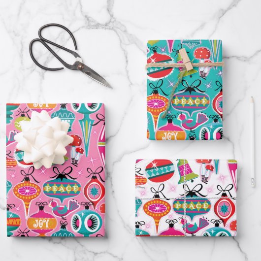 Mid-Century Ornamenten Christmas Wrapping Paper (Voorkant)