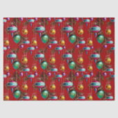 Mid-Century Ornaments On Red Tissuepapier (Voorkant)