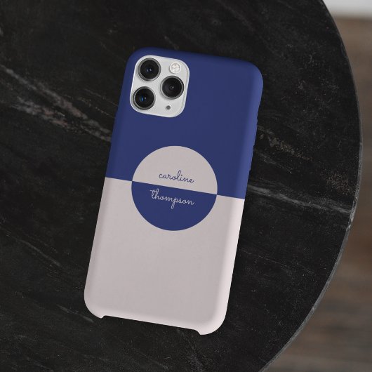 Mid Century Paarse Roze & Script Monogram Case-Mate iPhone Case